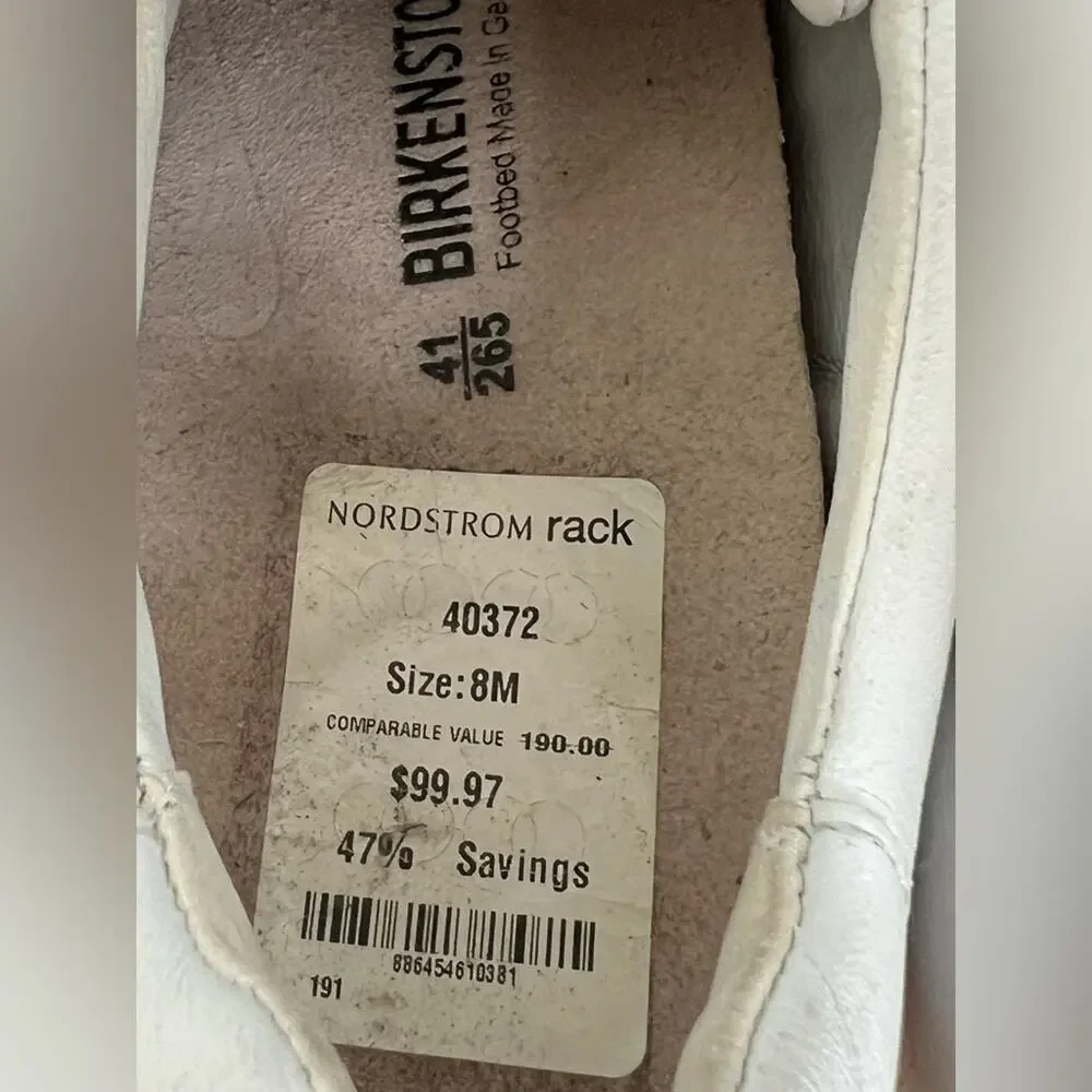 Birkenstock Manitoba Mens White Leather Comfort Shoes Size 41 US 8M CLEAN